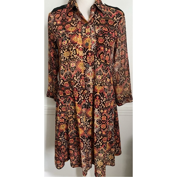 RACHEL Rachel Roy • Brick Red Multi Color Southwest Pattern Dress - Picture 1 of 6